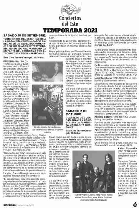 Imagen de Revista Sinfónica, con nota sobre Cristina, 2021